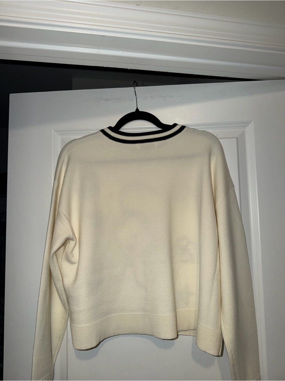 Alice + Olivia Ivory Graphic Crewneck Sweater with Multicolor Patches - Picture 4 of 4